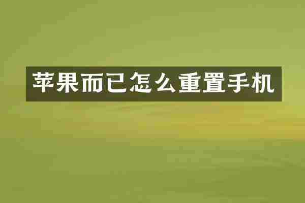 苹果而已怎么重置手机