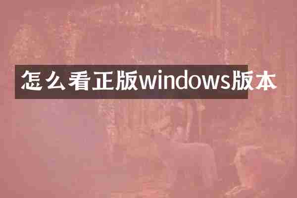 怎么看正版windows版本
