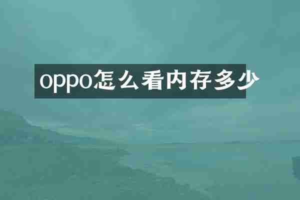 oppo怎么看内存多少