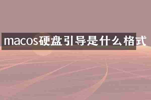 macos硬盘引导是什么格式