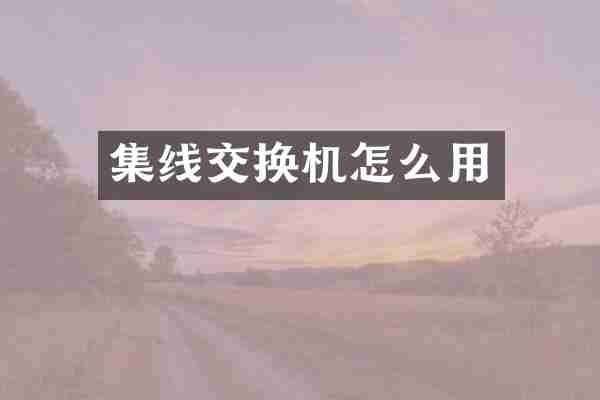 集线交换机怎么用