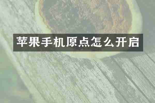 苹果手机原点怎么开启