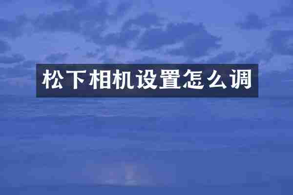 松下相机设置怎么调