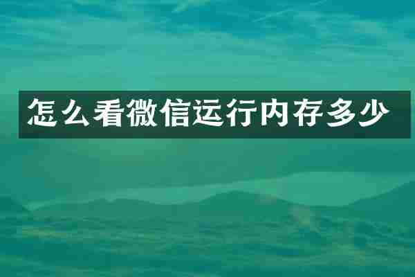 怎么看微信运行内存多少