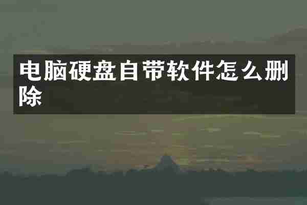 电脑硬盘自带软件怎么删除