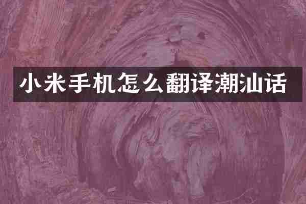 小米手机怎么翻译潮汕话