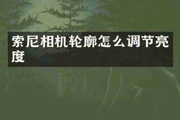 索尼相机轮廓怎么调节亮度