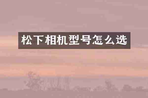 松下相机型号怎么选