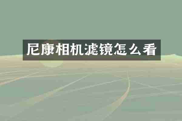 尼康相机滤镜怎么看