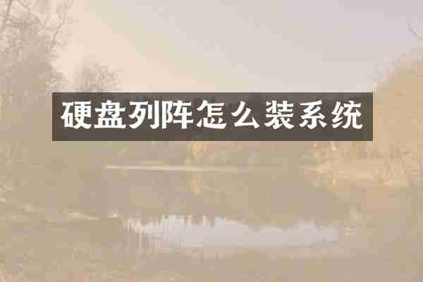 硬盘列阵怎么装系统