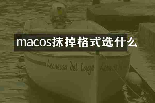 macos抹掉格式选什么