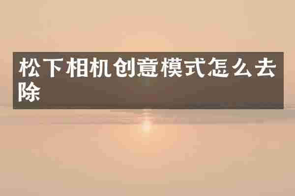 松下相机创意模式怎么去除