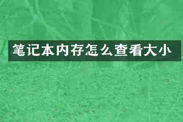 笔记本内存怎么查看大小