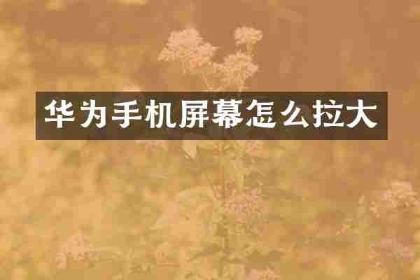 华为手机屏幕怎么拉大