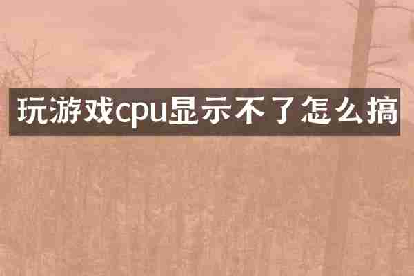 玩游戏cpu显示不了怎么搞