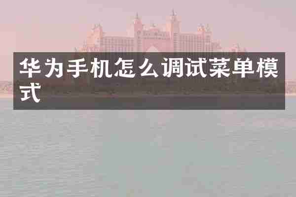 华为手机怎么调试菜单模式