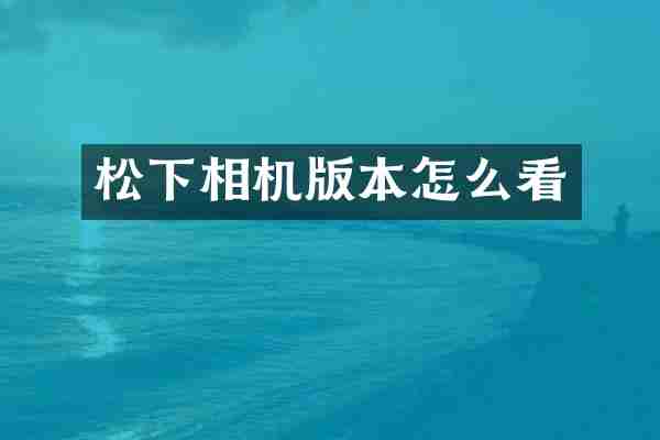 松下相机版本怎么看