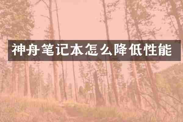 神舟笔记本怎么降低性能