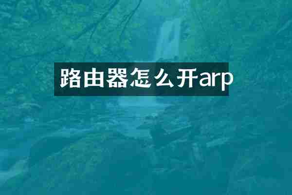 路由器怎么开arp