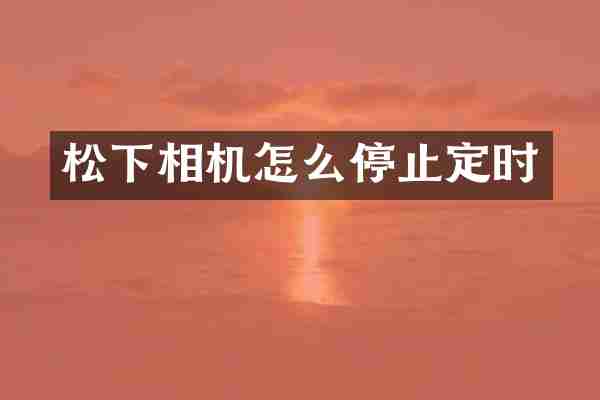 松下相机怎么停止定时