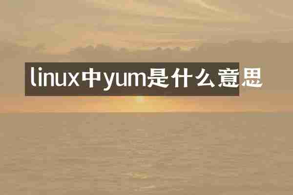 linux中yum是什么意思