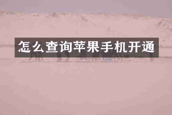 怎么查询苹果手机开通