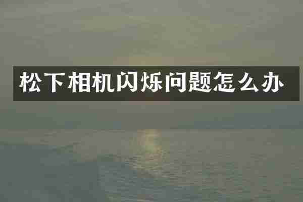 松下相机闪烁问题怎么办