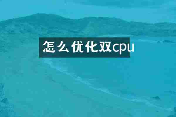 怎么优化双cpu