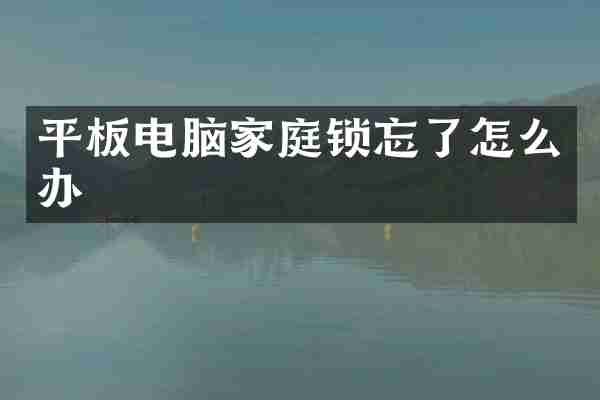 平板电脑家庭锁忘了怎么办