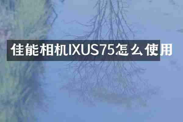 佳能相机IXUS75怎么使用