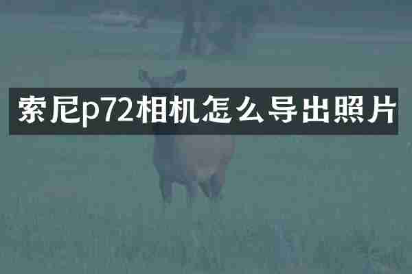 索尼p72相机怎么导出照片