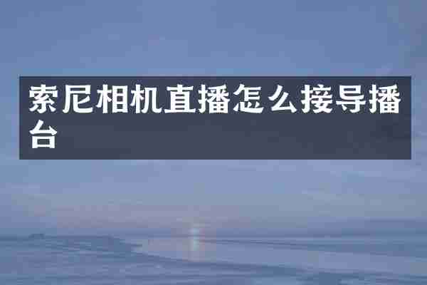 索尼相机直播怎么接导播台