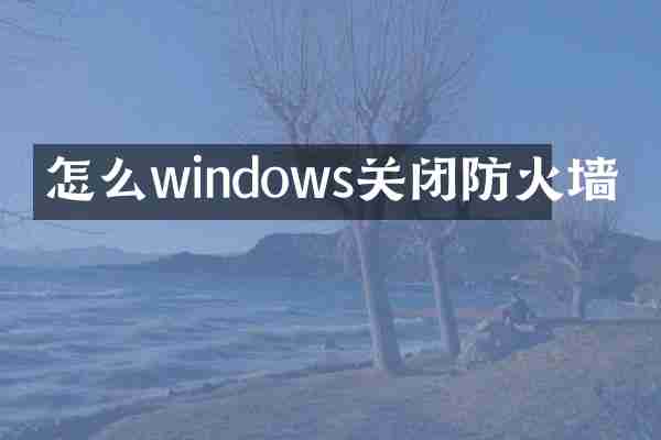 怎么windows关闭防火墙