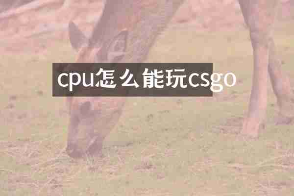 cpu怎么能玩csgo