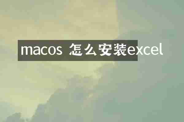 macos 怎么安装excel