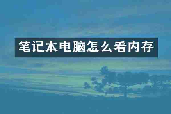笔记本电脑怎么看内存