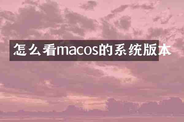 怎么看macos的系统版本