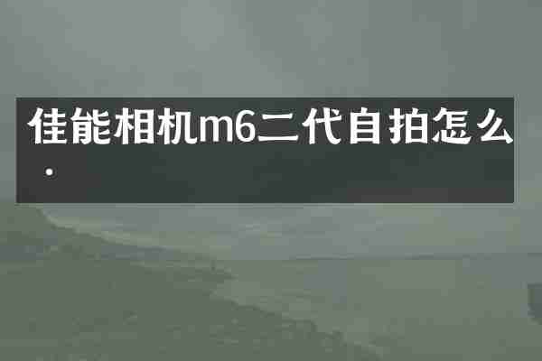 佳能相机m6二代自拍怎么样