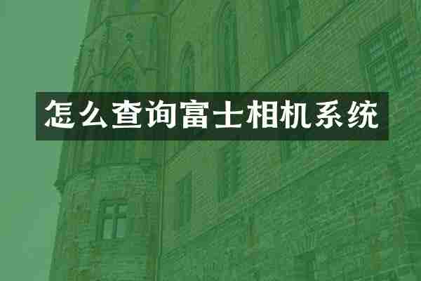怎么查询富士相机系统
