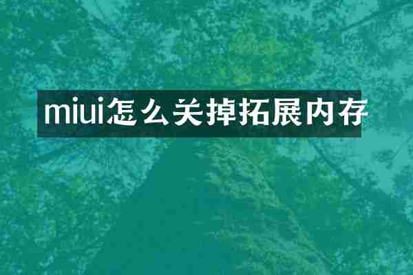 miui怎么关掉拓展内存