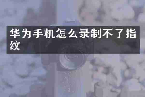 华为手机怎么录制不了指纹