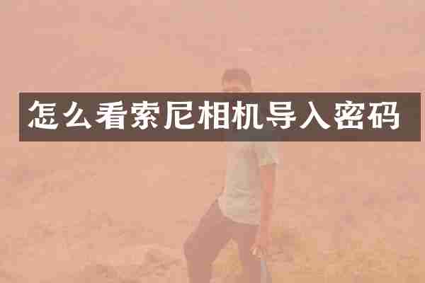 怎么看索尼相机导入密码