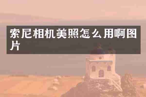 索尼相机美照怎么用啊图片