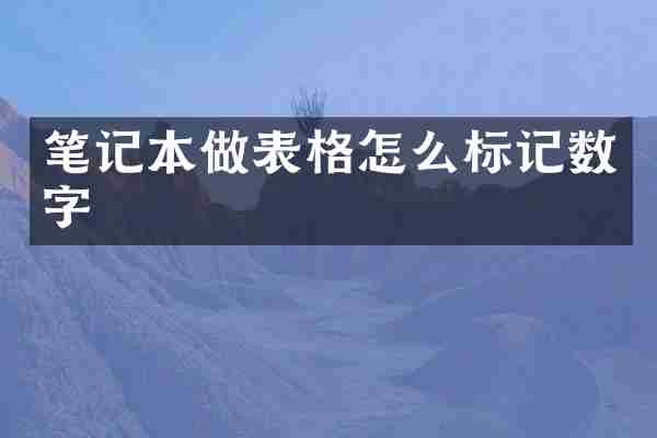 笔记本做表格怎么标记数字