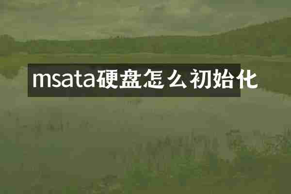 msata硬盘怎么初始化