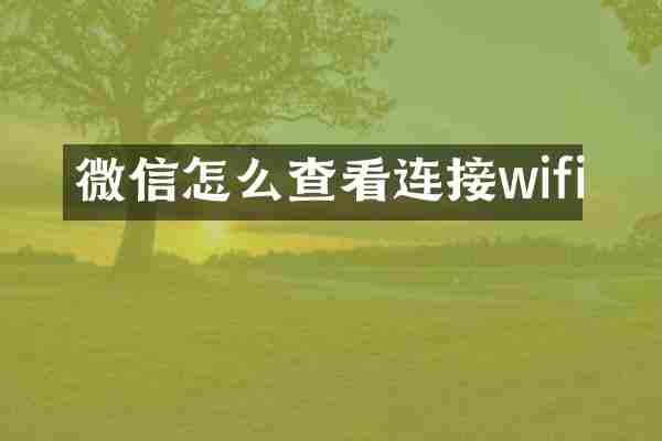 微信怎么查看连接wifi