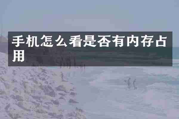 手机怎么看是否有内存占用