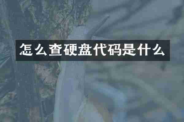 怎么查硬盘代码是什么