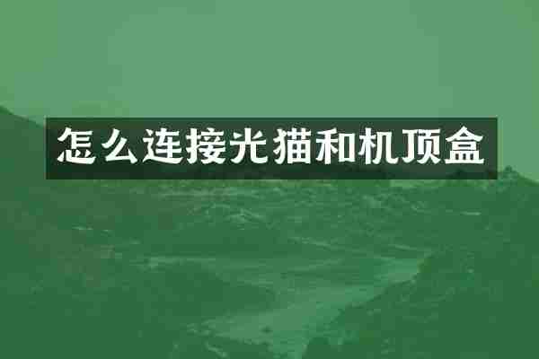 怎么连接光猫和机顶盒