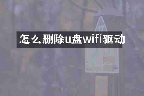 怎么删除u盘wifi驱动